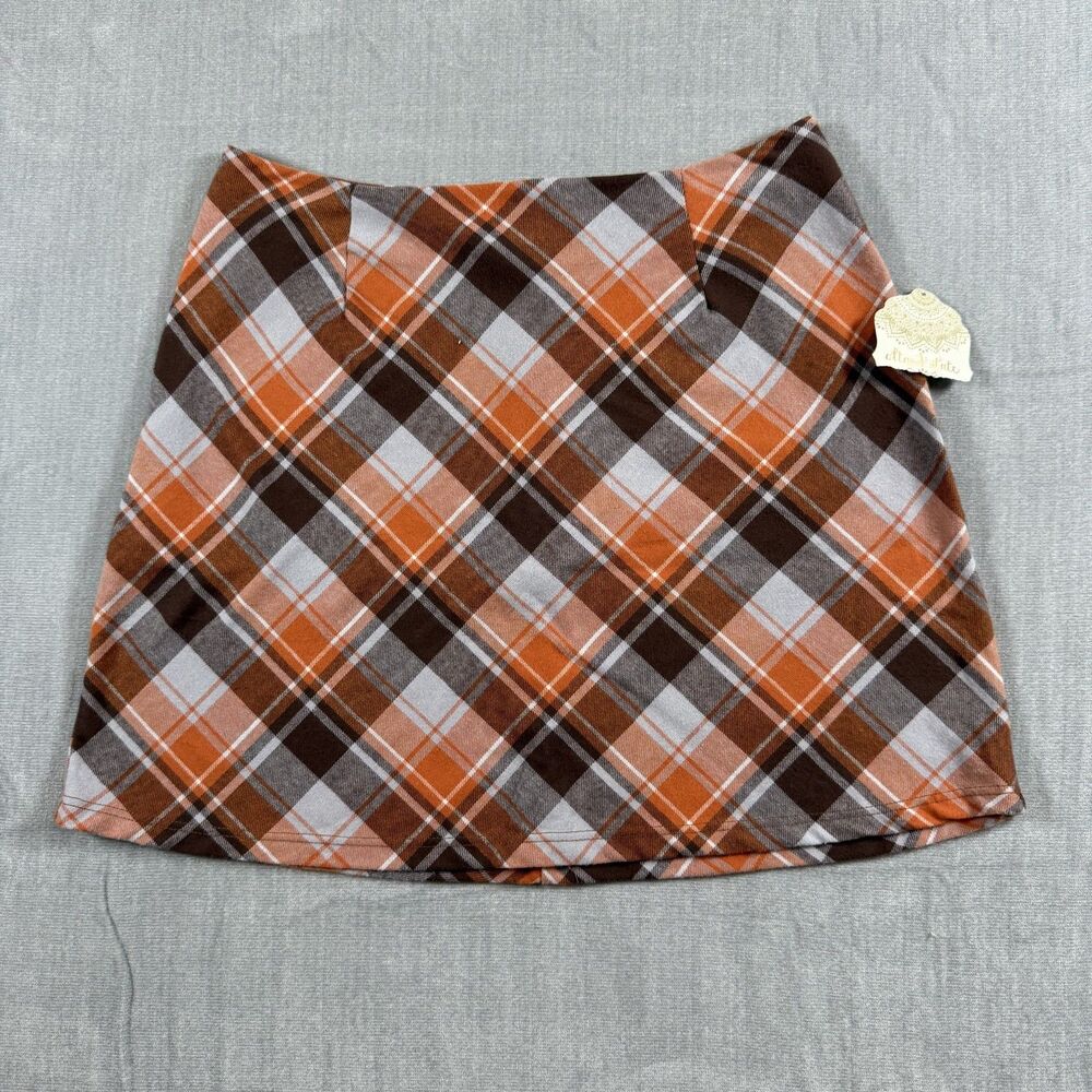 Altar'd State Mini Skirt Size Medium Orange Brown Plaid 90s Y2K Grunge Clueless